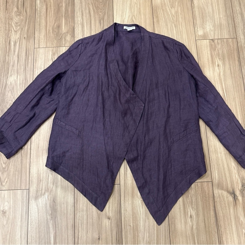 Coldwater Creek Classic Purple 100% Linen Open Front Blazer Womens Large (14/16)